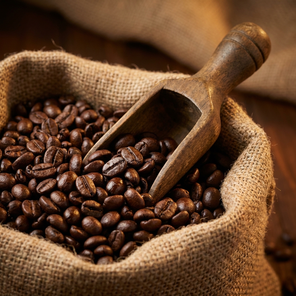 焙煎機と月のシルエット